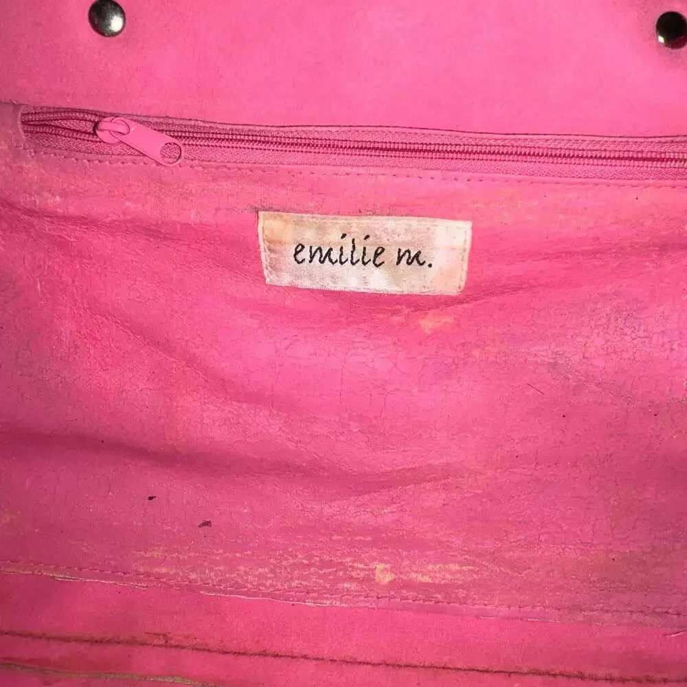 Emilie M Lime Green & Hot Pink Oversized Tote Bag Colorblock Shoulder Purse